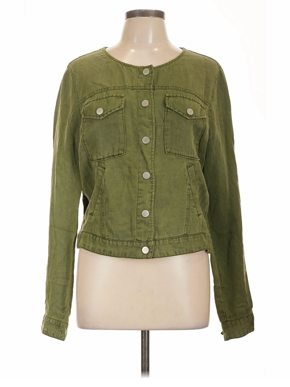 Sanctuary Olive Green Button-Front Jean Jacket